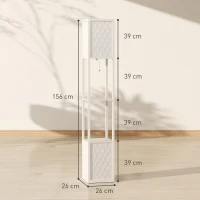 HOMCOM Lámpara con estantería, 2 lámparas, 2 estantes, 4 niveles, MDF gris con diseño de panal, 26x26x156 cm, gris(m-3)