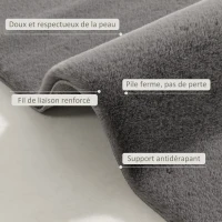 HOMCOM Tapis salon 230 x 160 cm tapis à poils longs, lavable en machine, antidérapant, en fausse fourrure, gris clair(m-4)