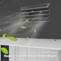 Outsunny Casetta da Giardino con Doppia Porta Scorrevole, 4 Prese d'Aria e Sistema di Blocco, Grigio(m-7)