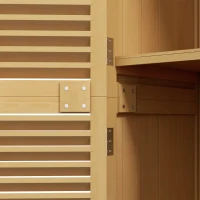 Outsunny Armario de jardín resistente a la intemperie, 2 puertas con cerradura, Madera de pino, 87x46,5x160 cm, Amarillo claro(m-5)