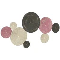 HOMCOM Wanddecoratieset in schijfontwerp, 8 metalen schijven, veelzijdig, Meer-kleurig(m-1)