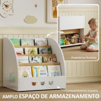 AIYAPLAY Estante Infantil para Brinquedos Organizador de Brinquedos de 4 Níveis com Compartimento Oculto  60x53x60 cm Branco e Madeira(m-5)