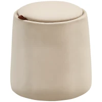 HOMCOM 2 en 1 Puff de Terciopelo con Almacenamiento y Tapa Desmontable de 44x47,5 cm Beige(m-6)