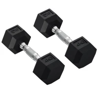 HOMCOM Hexagon Hanteln, 2er Set Hanteln mit gerändeltem Griff, Kurzhantelset aus Gusseisen, 2 x 4 kg, Kurzhanteln für Männer Frauen, Zuhause, Fitnessstudio, Krafttraining(m-1)