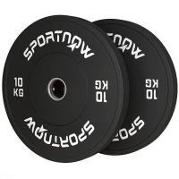 SPORTNOW Set de pesas olímpicas, 2x10 kg, estándar olímpico, goma, silencioso, Negro(m-7)
