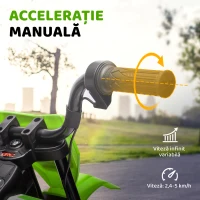 AIYAPLAY Motocicleta Electrică Copii cu 2 Motoare, Accelerație Manuală, Copii 3-6 Ani Verde(m-4)