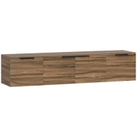 HOMCOM Mueble TV suspendido mueble televisión para televisores de hasta 65 pulgadas con 3 armarios con puertas, 150x35x32 cm, marrón(m-1)