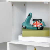 HOMCOM Buffet, mobile portaoggetti con 3 porte e 3 scomparti aperti, piedi in legno di pino, 96x30x75cm, bianco e grigio(m-5)