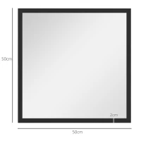 HOMCOM Espejo mural cuadrado 50x50 cm, marco de madera Negro, ideal para baño, sala de estar o dormitorio(m-3)