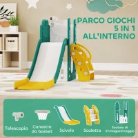 AIYAPLAY Set Scivolo per Bambini 5 in 1 con Canestro, Scaletta e Telescopio Giocattolo, Età 1-3 Anni, Giallo(m-4)