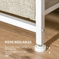 HOMCOM Commode 7 tiroirs en tissu, chiffonnier, meuble de rangement moderne, cadre en acier, 63,5 x 30 x 71 cm, gris(m-7)