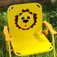 AIYAPLAY Set de muebles de jardín para niños, sillas, mesa, sombrilla, diseño de león, Amarillo(m-4)