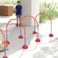 PawHut Juego de agilidad para perros de 4 piezas con 4 puertas de ancho ajustable, bolsa de transporte, para jardín, Azul(m-5)