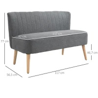HOMCOM Sofá de 2 Plazas, Acolchado Suave, Tapizado Fácil de Limpiar, Hasta 150 kg, 117x56,5x77 cm, Gris Claro(m-3)