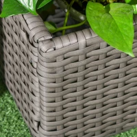Outsunny Soporte para plantas con enrejado recipiente rectangular en resina trenzada y acero dim, 103x29x103 cm(m-5)