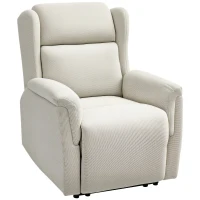 HOMCOM Sillón de Relax, Silla tapizada ajustable con reposapiés, Inclinable a 160°, Aspecto de lino, montaje rápido, Beige(m-6)