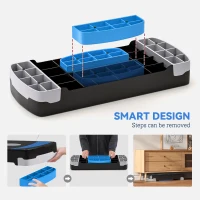 HOMCOM Aerobic Fitness Step, Stepper reglabil la 3 inaltimi 10-15-20 cm pentru antrenament acasa si la sala, albastru si negru(m-6)