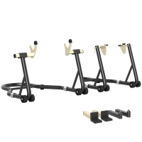 HOMCOM Caballete rueda delantera trasera carga 390 kg caballete de taller para moto brazo ajustable en acero horquilla en forma U + L