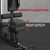 SPORTNOW Máquina de Musculação Estação de Treino com Assento Ajustável para Treino Carga Máxima 100 kg 140x108x197 cm Preto(m-6)