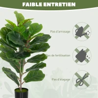 HOMCOM Lot de 2 plantes artificielles intérieures 80 cm figuier arbre artificiel avec pot en plastique et flocage vert(m-6)