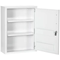 kleankin Armario de medicamentos 2 estantes 3 niveles con puerta con cerradura 2 llaves 40x15x53,5 cm Blanco(m-1)