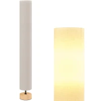 HOMCOM Lámpara de pie de salón con pantalla de lino, interruptor de pie, 2 x casquillo E27, 120 cm, beige(m-6)