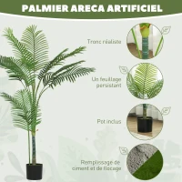 HOMCOM Plante artificielle intérieure 150 cm, palmier arbre artificiel avec pot en plastique et flocage, vert(m-4)