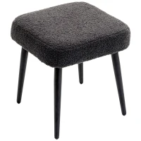 HOMCOM Taburete Reposapiés Sillón con Acolchado de Aspecto de Cachemira y Patas de Acero, 42x42x47 cm, Gris Oscuro(m-7)