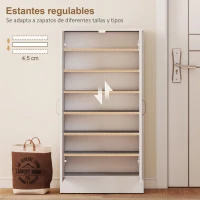 HOMCOM Zapatero Entrada Recibidor con 2 Puertas 6 Estantes Ajustables para 14 Pares de Zapatos 55x35x108 cm Blanco(m-5)
