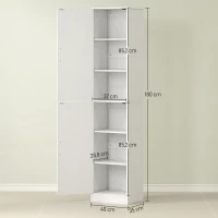 HOMCOM Mueble de baño columna con 2 puertas y 4 estantes ajustables, 40x35x180 cm, blanco(m-3)