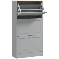 HOMCOM Mueble para zapatos 18 pares, armario para zapatos con 3 cajones abatibles, estantes ajustables, 60x23.5x115cm, gris(m-1)