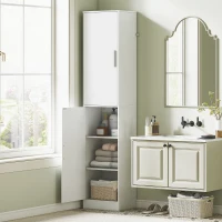 HOMCOM Mueble de baño columna con 2 puertas y 4 estantes ajustables, 40x35x180 cm, blanco(m-2)