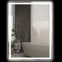 HOMCOM Espejo de baño con iluminación LED, Botón táctil, función antivaho, 60x80x4 cm, Blanco(m-7)
