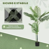 HOMCOM Pianta Finta Palma Areca Alta 150 cm per Interni con Vaso, Decorazione per Casa e Ufficio, Verde(m-7)