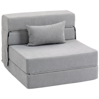 HOMCOM Sofá de suelo, sofá acolchado, convertible en colchón, espuma, cojines, Gris claro
