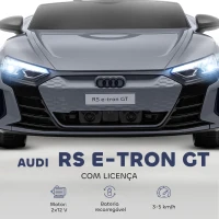 HOMCOM Carro Elétrico AUDI RS E-Tron GT 12V com 2 Motores Faróis LED Buzina Música USB 3-5km/h 103x58x41 cm Cinzento(m-4)