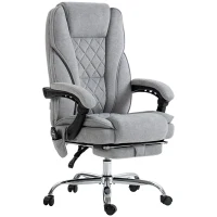 Vinsetto Silla de Oficina de Masaje y Calefacción Altura Ajustable Respaldo Reclinable Mando a Distancia Reposapiés Retráctil Gris(m-1)