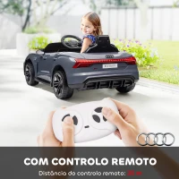 HOMCOM Carro Elétrico AUDI RS E-Tron GT 12V com 2 Motores Faróis LED Buzina Música USB 3-5km/h 103x58x41 cm Cinzento(m-5)
