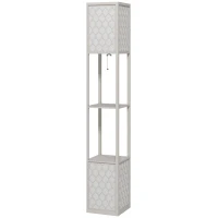 HOMCOM Lámpara con estantería, 2 lámparas, 2 estantes, 4 niveles, MDF gris con diseño de panal, 26x26x156 cm, gris(m-7)