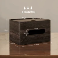 HOMCOM Organizador de escritorio con almacenamiento multifunción con 2 compartimentos y caja de pañuelos de madera Marrón(m-3)