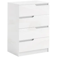 HOMCOM Cómoda Moderna, Armario, 4 Cajones, Tablero de Partículas, Protección Antivuelco, Almohadillas para Pies, Blanco(m-6)