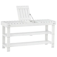 HOMCOM Banco de zapatos de madera de 3 niveles con estante de almacenamiento y compartimento oculto, 90x29x45 cm, Blanco(m-6)