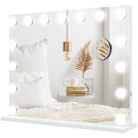 HOMCOM Espejo de Maquillaje LED, 3 modos de luz, regulable, control táctil, USB, 58x48 cm, Blanco