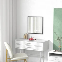 HOMCOM Espejo mural cuadrado 50x50 cm, marco de madera Negro, ideal para baño, sala de estar o dormitorio(m-4)