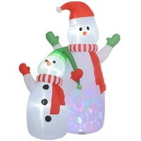 Outsunny Muñeco de nieve inflable de Navidad, 240 cm, decoración inflable de Navidad con luces LED, Blanco(m-1)