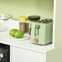 HOMCOM Armario de cocina con 3 armarios, nichos, estantes ajustables, puertas de vidrio, pasa cable, 90x40x180 cm, Blanco(m-4)