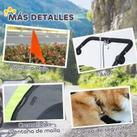 PawHut Remolque de Bicicleta para Perros 2 en 1 Carrito de Perros con Mango Ajustable Bandera y Reflectores 155x83x108 cm Verde(m-9)