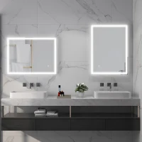 HOMCOM Espejo de baño con iluminación LED, Botón táctil, función antivaho, 60x80x4 cm, Blanco(m-5)