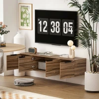 HOMCOM Mueble TV suspendido mueble televisión para televisores de hasta 65 pulgadas con 3 armarios con puertas, 150x35x32 cm, marrón(m-5)
