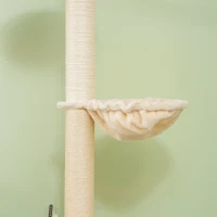 PawHut Rascador de Techo Alto, Seguro antivuelco, Poste de cuerda de sisal, Tablero de madera, Roble+Blanco Crema(m-5)